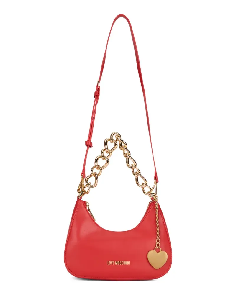 Moschino Schultertasche mit Herzanhänger und Kettenriemen - Rot Rot