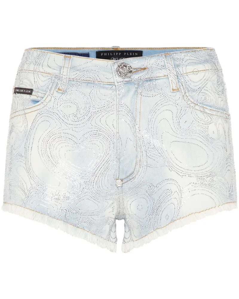 Philipp Plein Jeans-Shorts mit abstraktem Muster - Blau Blau