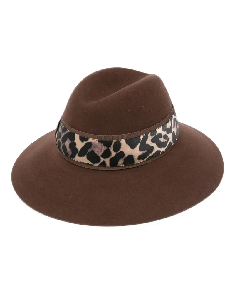 Borsalino Hut mit Leopardenprint und Schleife - Braun Braun