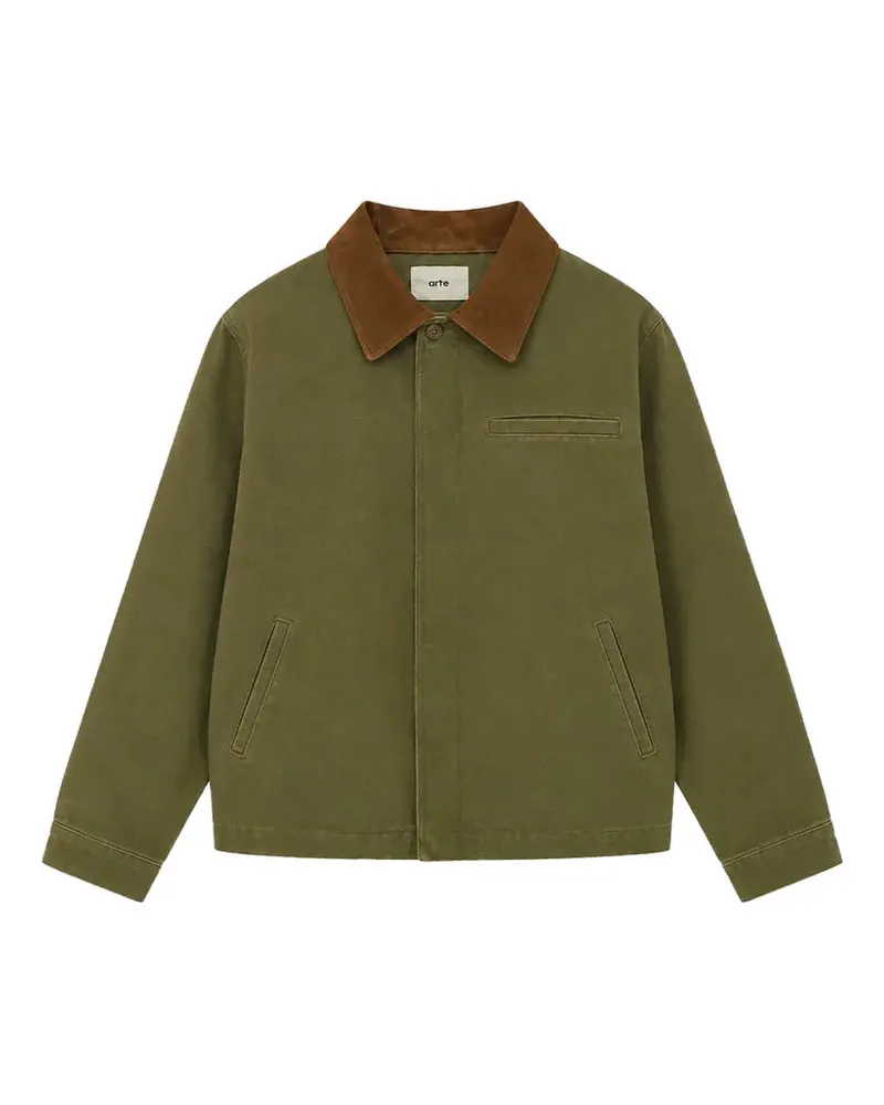 Arte Antwerp contrast-collar raw-hem jacket - Grün Grün