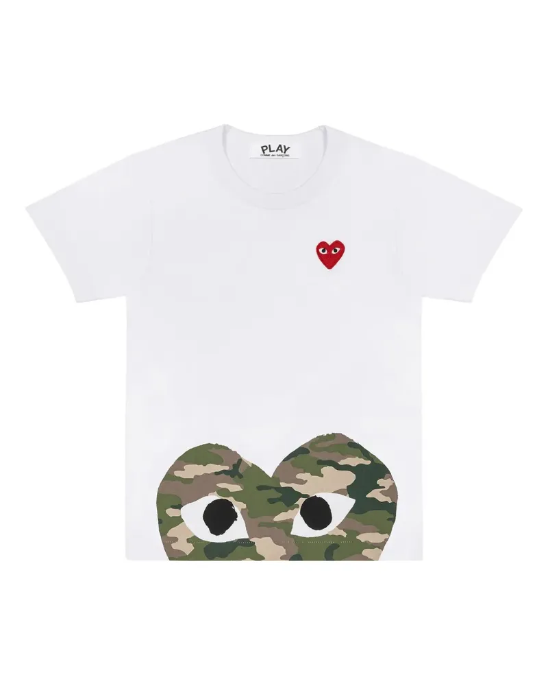 Comme des Garçons heart-print camouflage T-shirt - Weiß Weiß