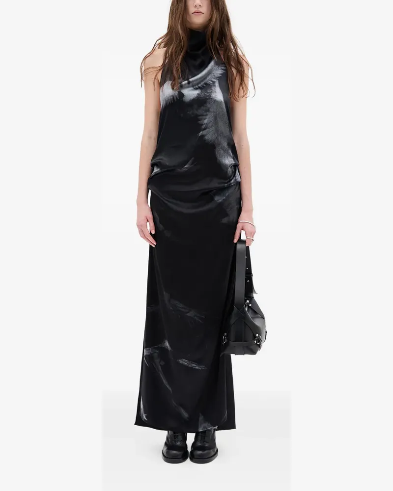 Ann Demeulemeester dove-print halterneck dress - Schwarz Schwarz