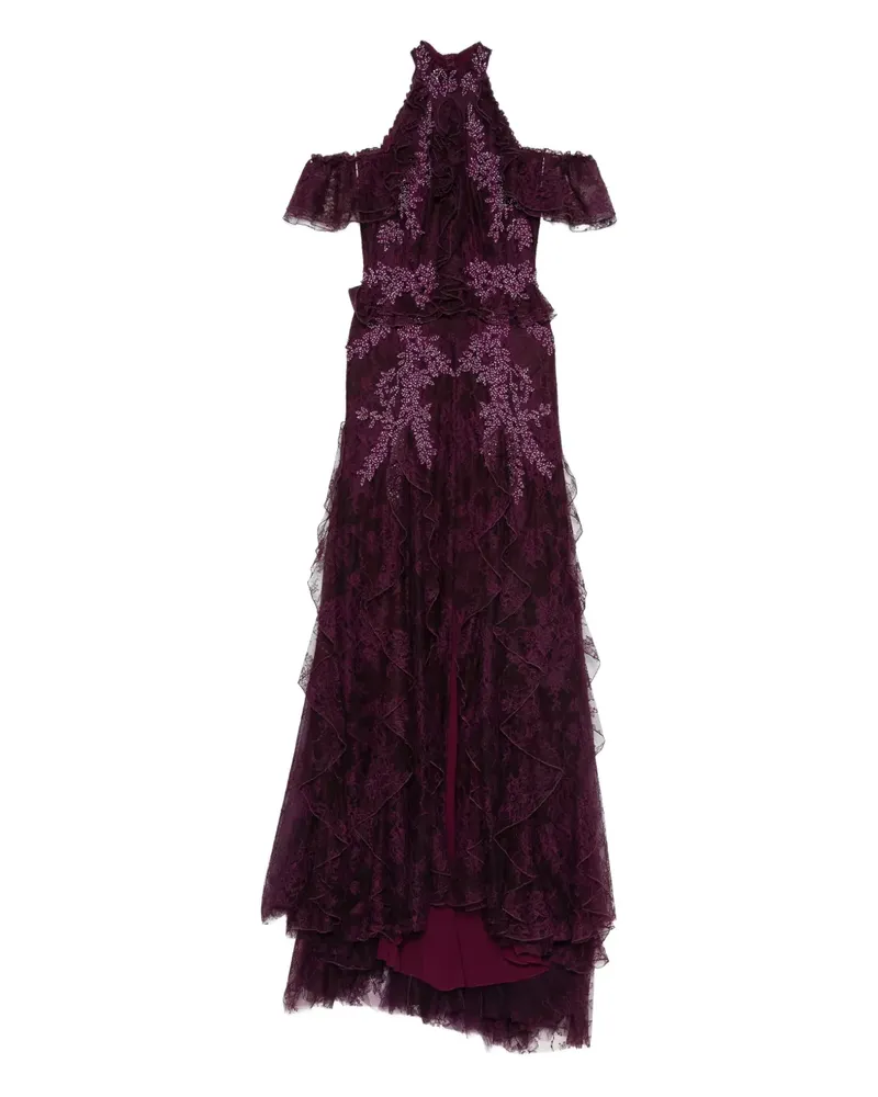 COSTARELLOS Kleid mit Perlen - Violett Violett