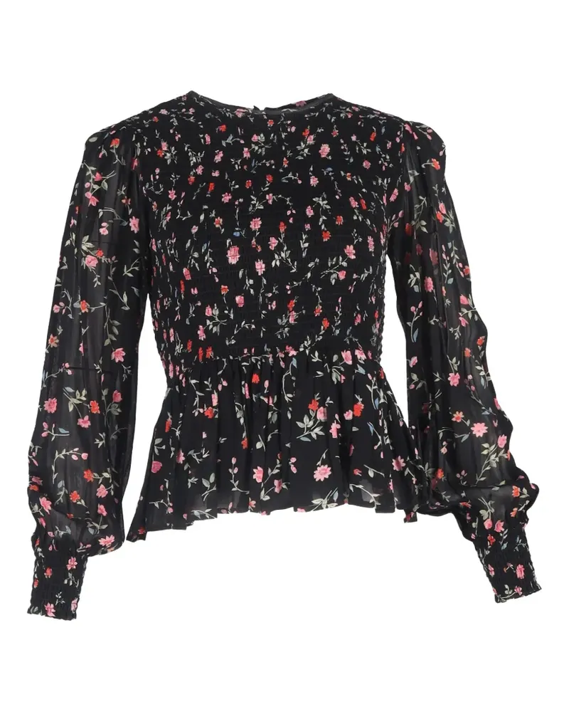 Ganni Elm Bluse mit Schößchen - Schwarz Schwarz