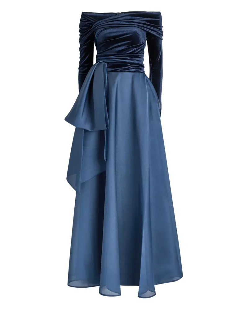 Talbot Runhof off-shoulder draped gown - Blau Blau