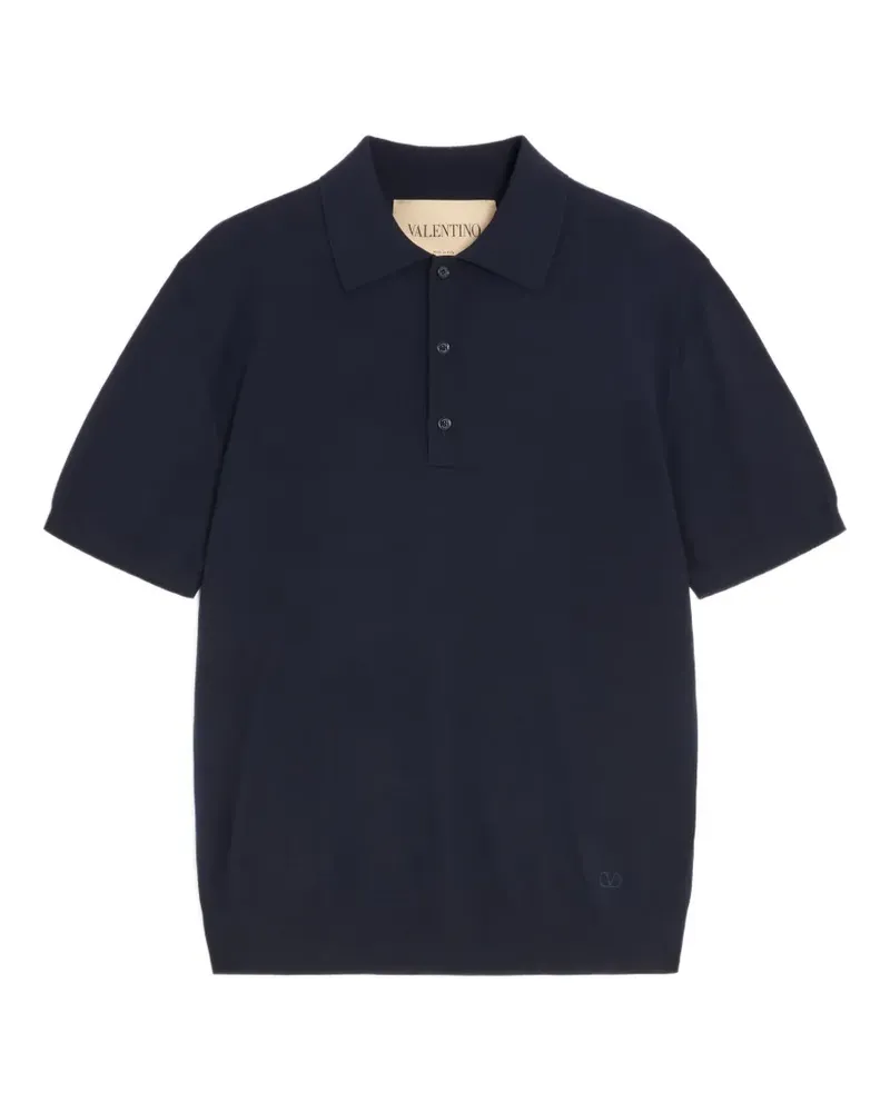 Valentino Garavani wool polo with VLogo embroidery - Blau Blau