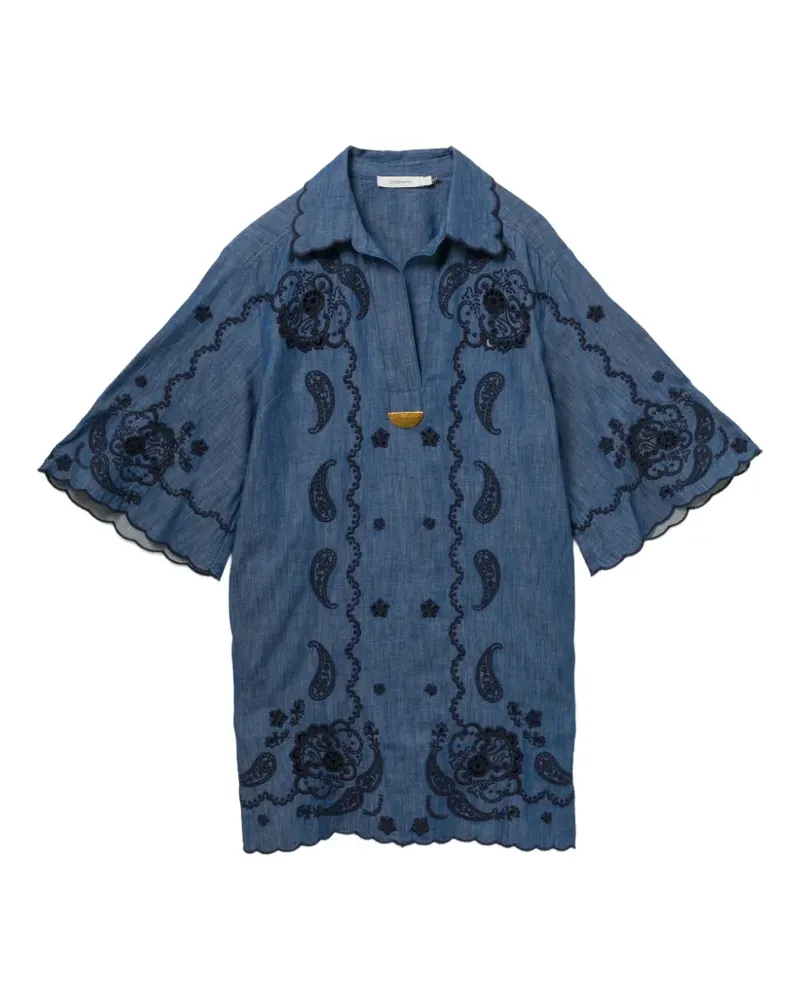 Zimmermann Kleid mit Paisley-Stickerei - Blau Blau