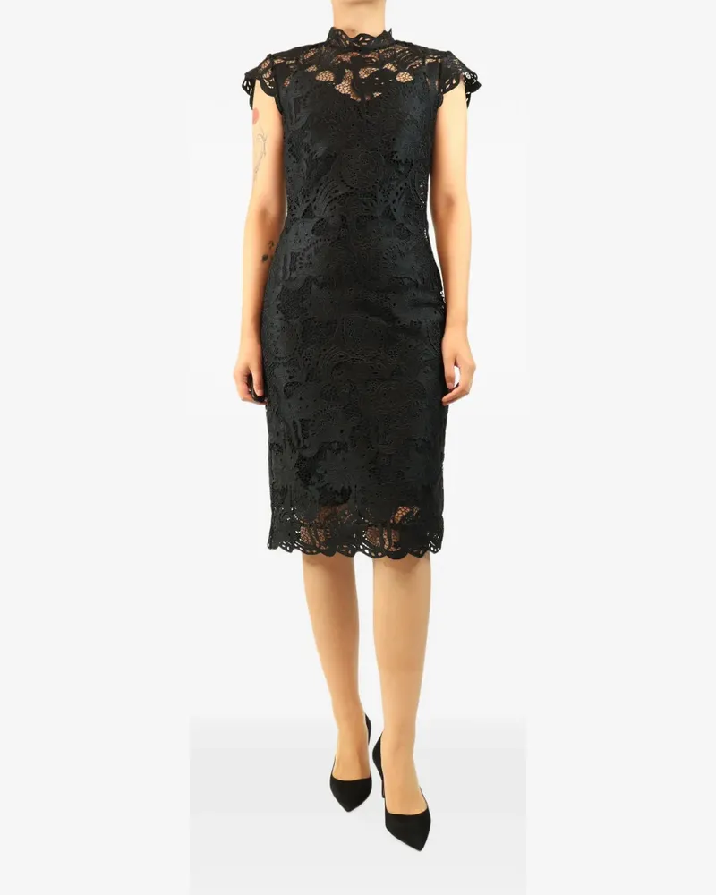 STAUD Kurzärmeliges Midikleid mit Spitze - Schwarz Schwarz