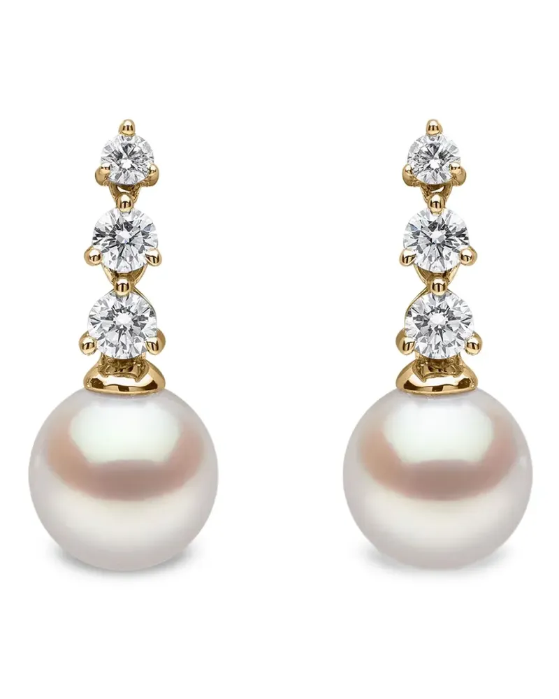 YOKO London 18K yellow gold akoya pearl and diamond earrings Gold