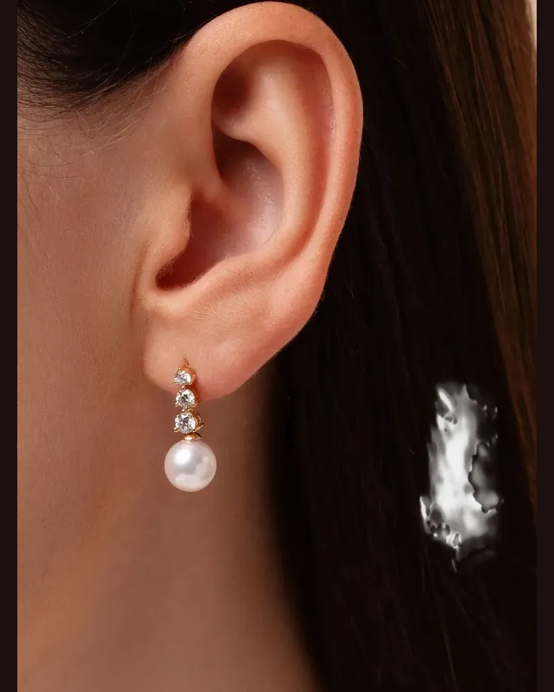 YOKO London 18K yellow gold akoya pearl and diamond earrings Gold