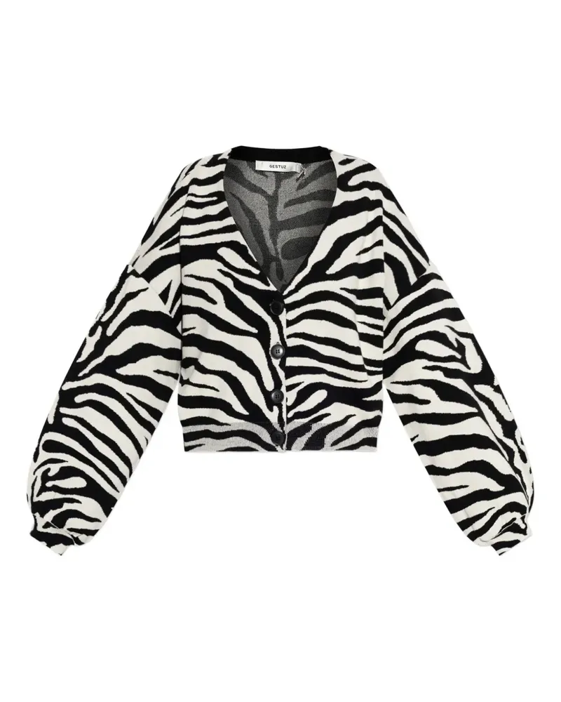 Gestuz Cardigan mit Zebra-Print - BLACK BIRCH TIGER Black