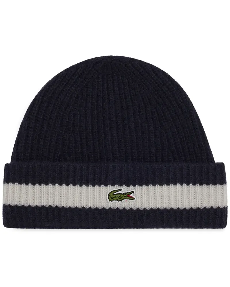 Lacoste Gerippte Beanie - Blau Blau