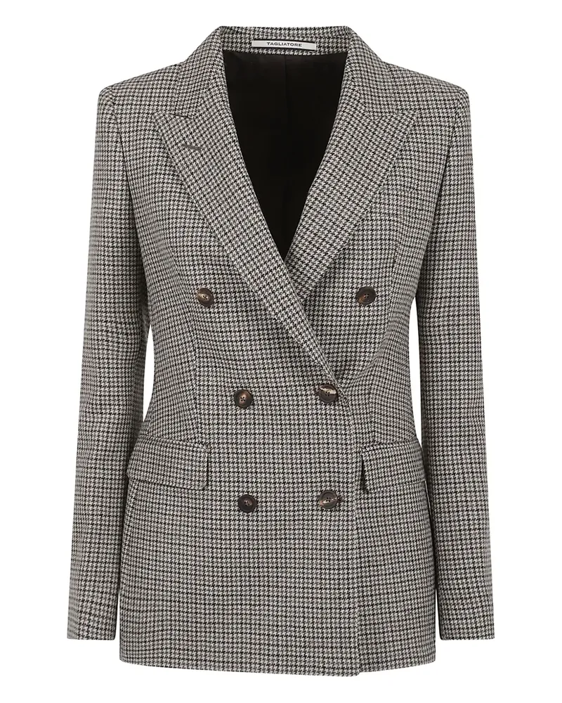 Tagliatore double-breasted houndstooth blazer - Nude Nude