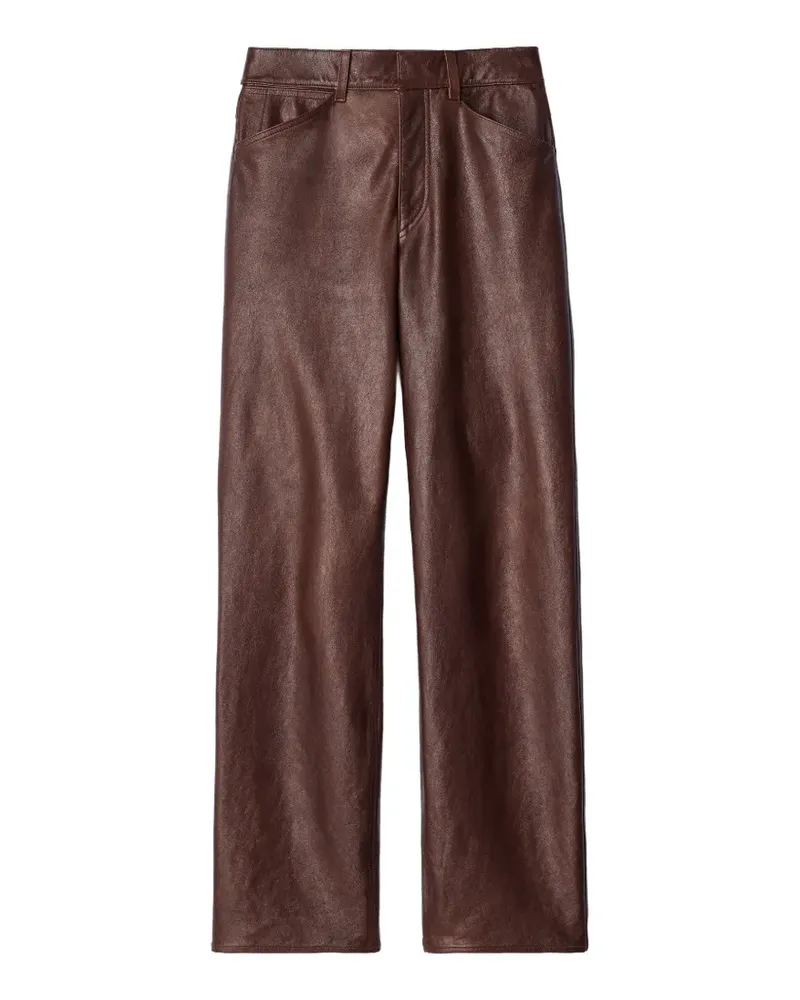 Christophe Lemaire Gerade Hose aus glänzendem Leder - Braun Braun