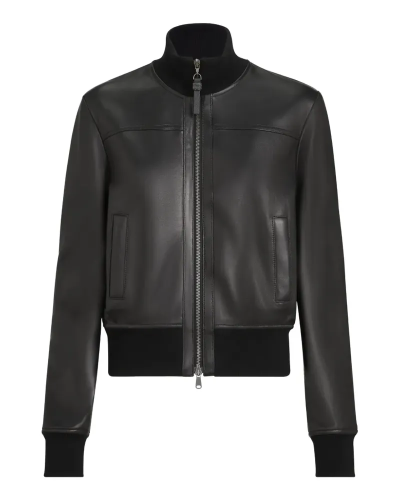 Brunello Cucinelli Outerwear-Jacke aus Nappaleder mit Monili - Schwarz Schwarz