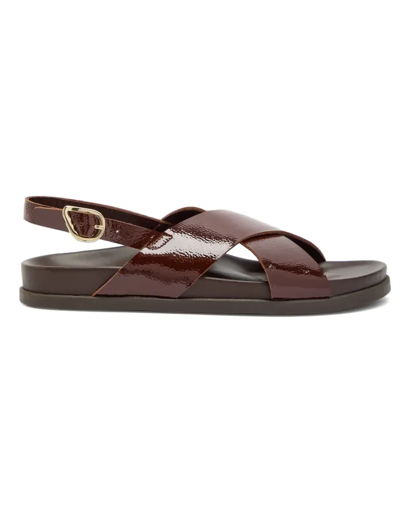 Ancient Greek Sandals Ikesia patent-leather crossover sandals - Braun Braun