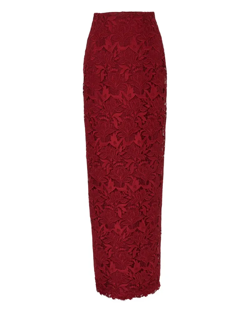 Carolina Herrera New York Maxirock aus Blumenspitze - Rot Rot