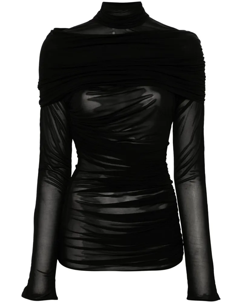 Thierry Mugler Gerafftes Oberteil - Schwarz Schwarz