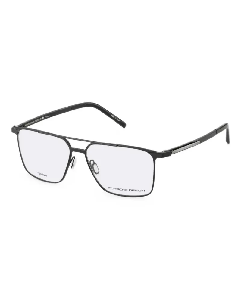 Porsche Design double-bridge rectangle-frame glasses - Schwarz Schwarz