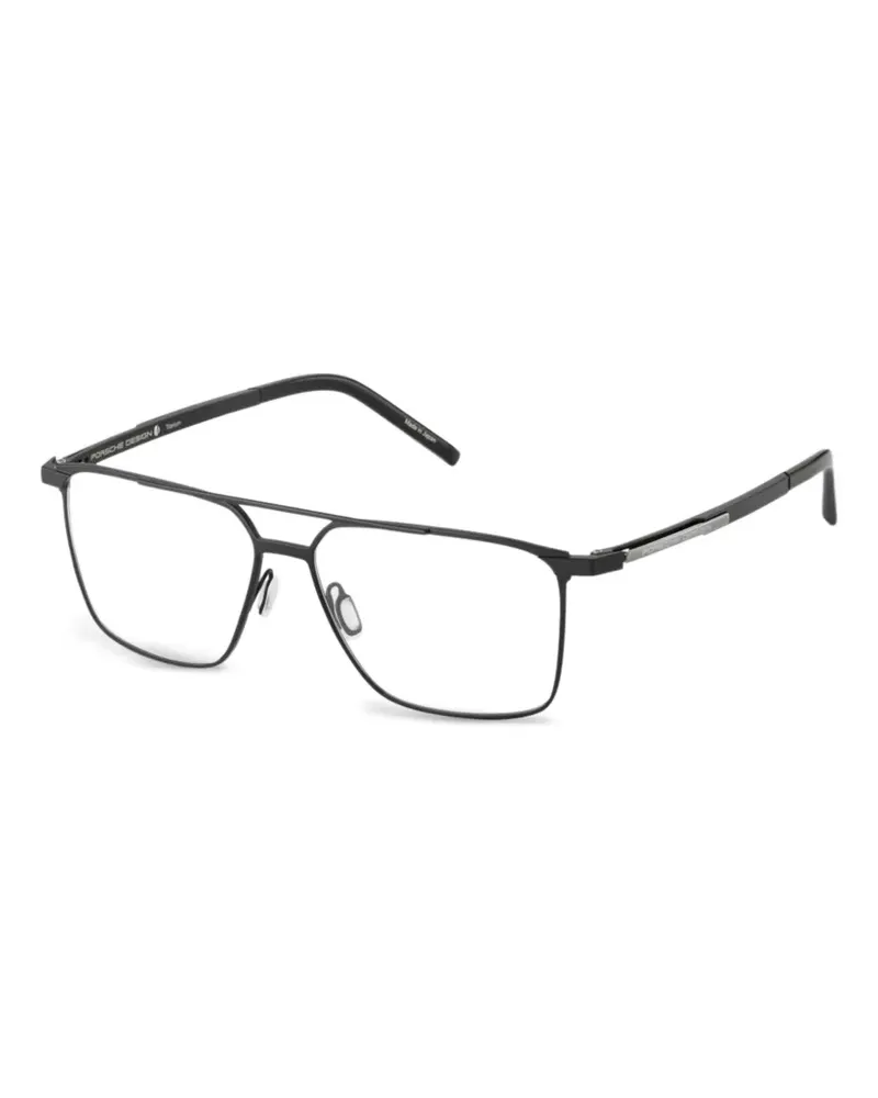 Porsche Design Eckige Brille mit Doppelsteg - Schwarz Schwarz