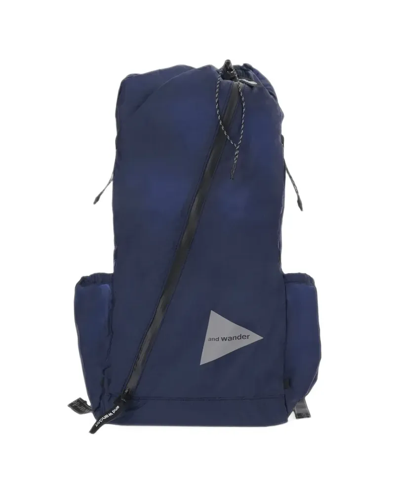 and wander logo-print panelled backpack - Blau Blau