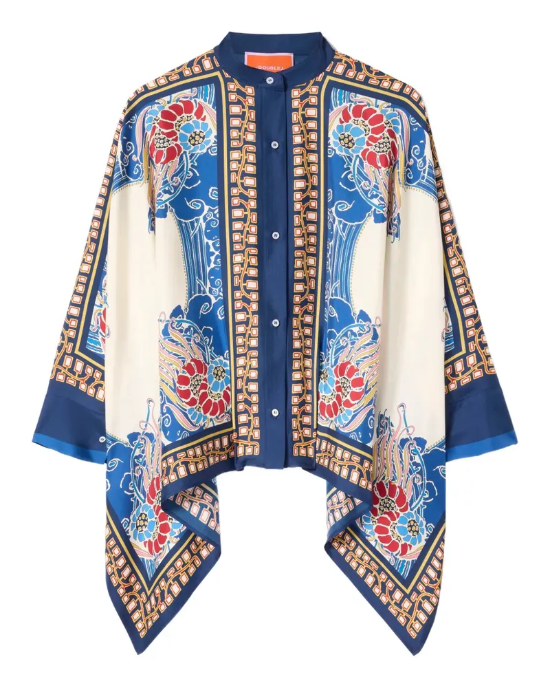 La DoubleJ Foulard Hemd mit Blumen-Print - Blau Blau