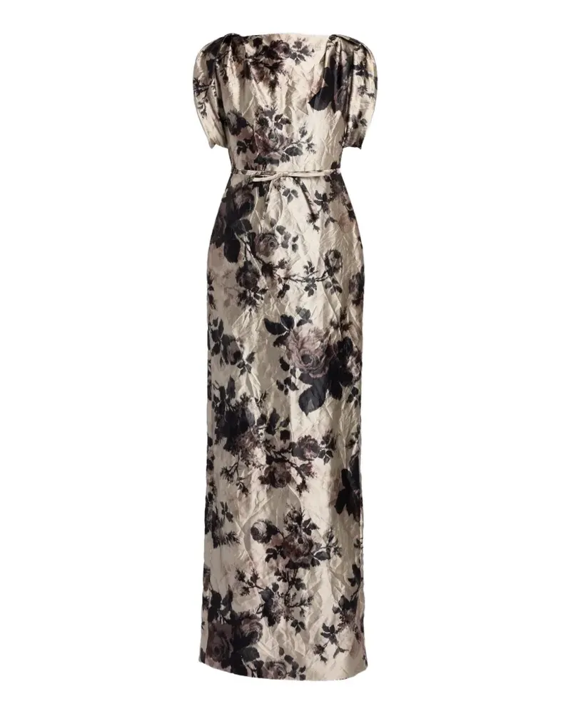 Erdem floral-print textured-satin gown - Nude Nude