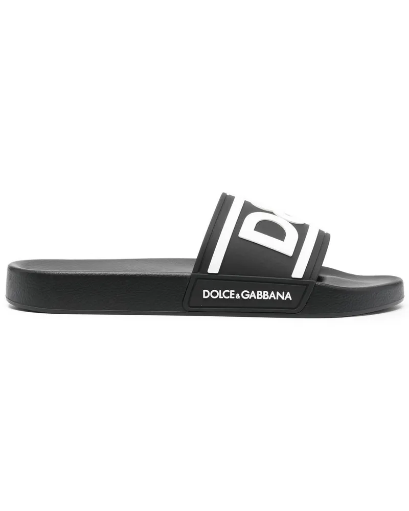 Dolce & Gabbana Pantoletten mit Logo-Print - Schwarz Schwarz