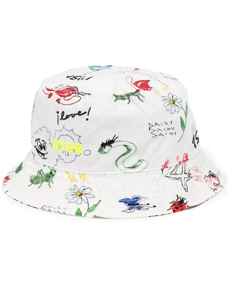 MSGM Fischerhut mit grafischem Print - Weiß Weiß