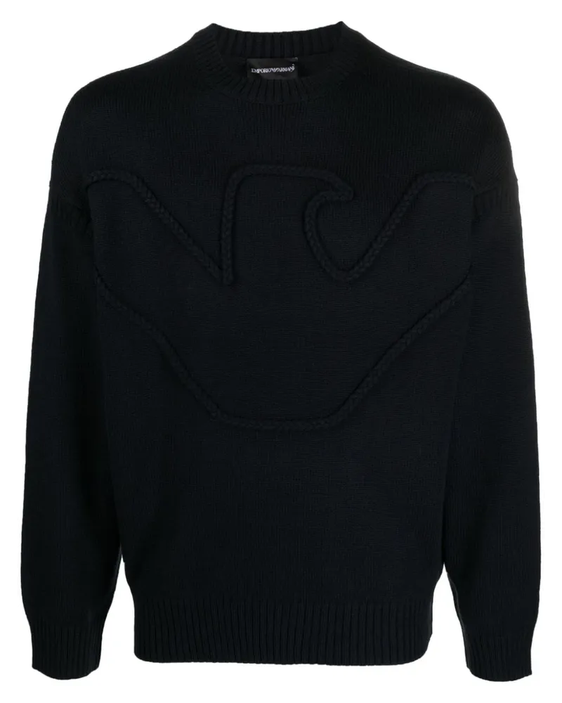 Emporio Armani Pullover mit geflochtenem Logo - Blau Blau