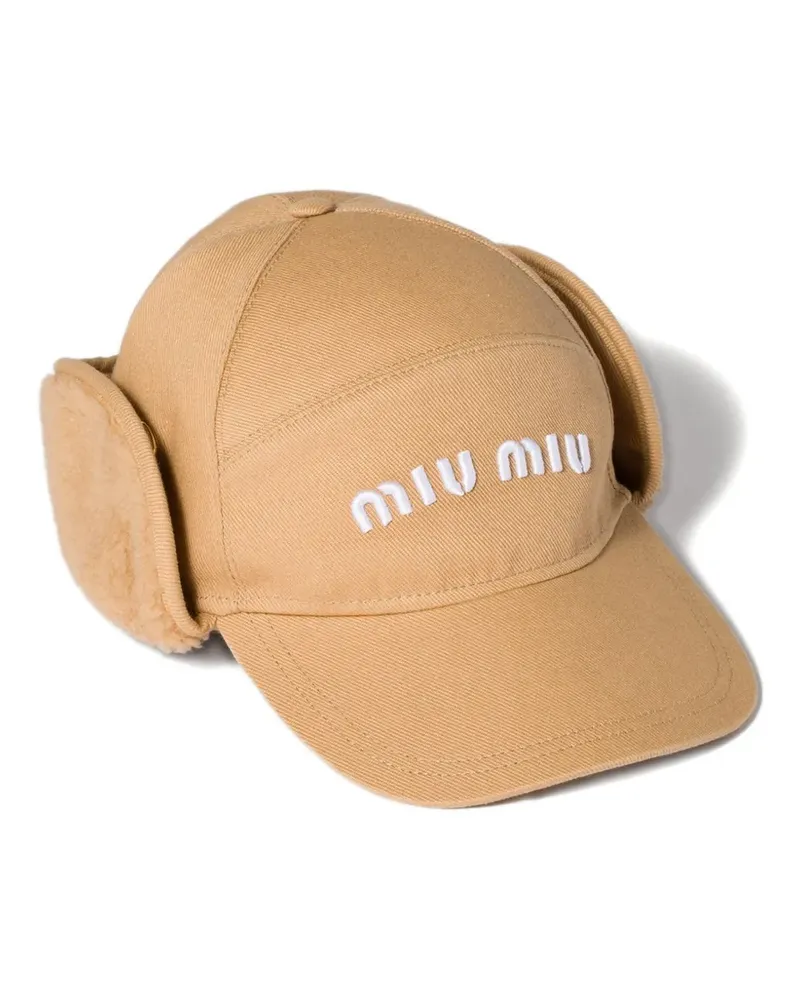 Miu Miu Baseballkappe mit Logo-Stickerei - Nude Nude