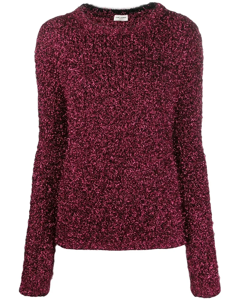 Saint Laurent Texturierter Metallic-Pullover - Rot Rot