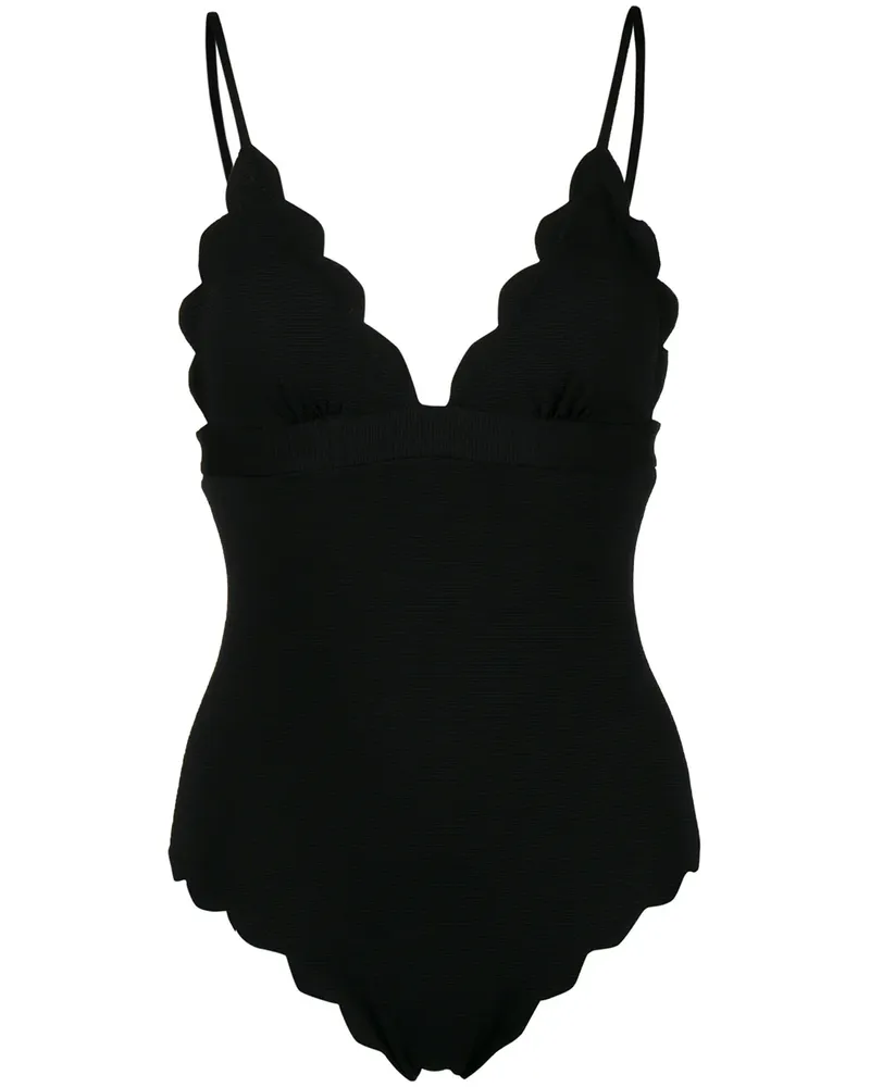 Marysia Badeanzug mit gewellten Kanten - Schwarz Schwarz