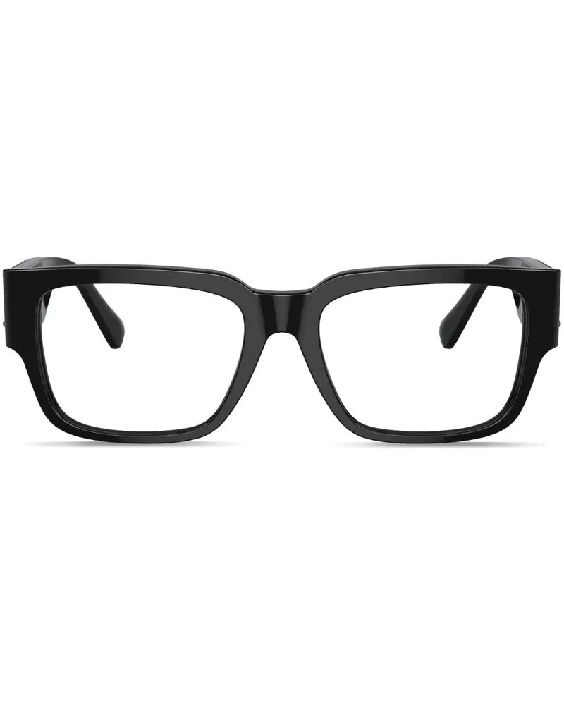 Versace Eckige Brille mit Medusa-Schild - Schwarz Schwarz
