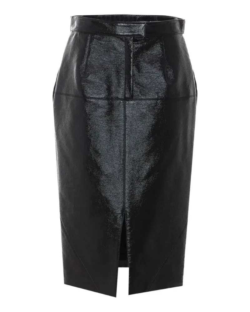 Lanvin vinyl-effect split-detail midi skirt - Schwarz Schwarz