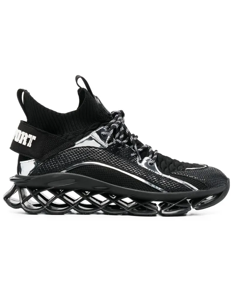 Philipp Plein High-Top-Sneakers mit Kontrasteinsätzen - Schwarz Schwarz