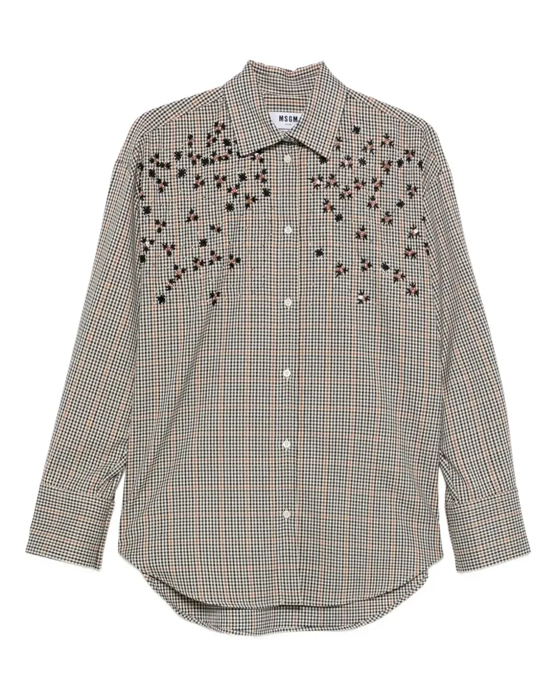 MSGM gingham embroidered shirt - Nude Nude