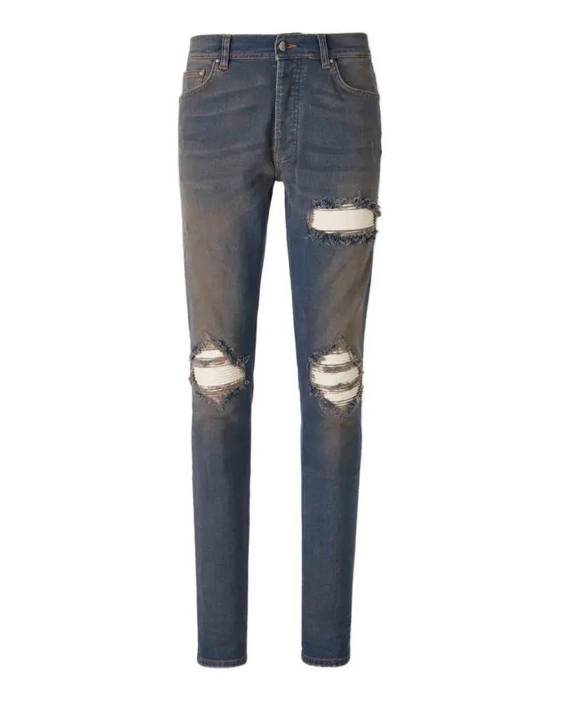 Amiri distressed ribbed-panel jeans - Blau Blau