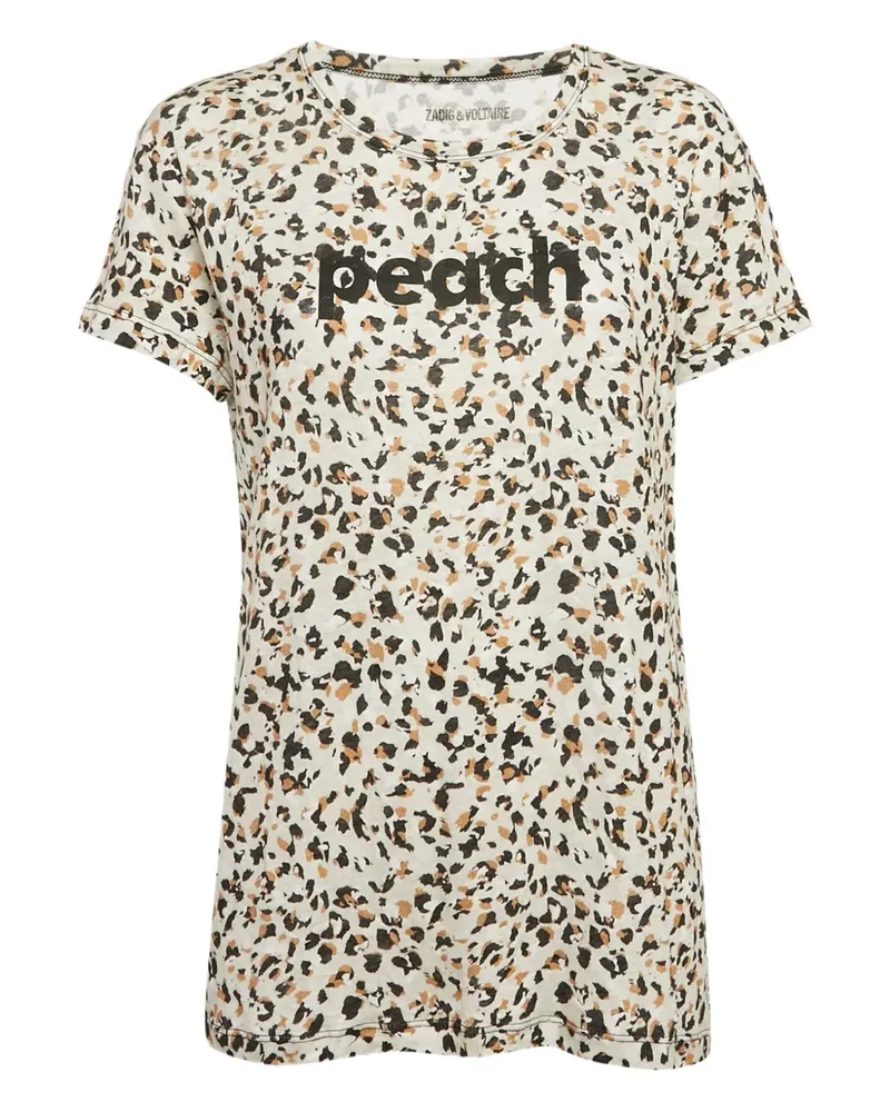 Zadig & Voltaire Leinen-T-Shirt mit Leoparden-Print - Nude Nude