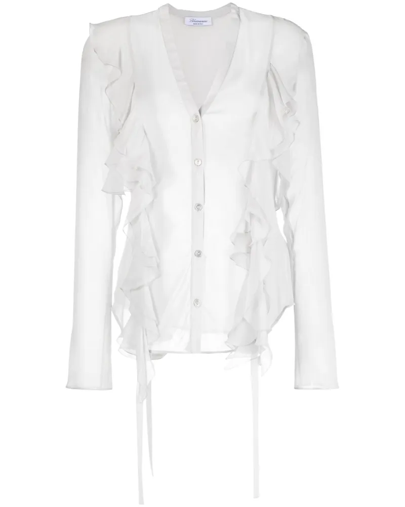 Blumarine Seidenbluse mit Rüschen - Grau Grau