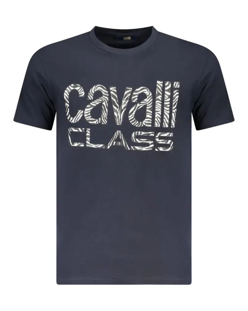 Roberto Cavalli zebra-print logo T-shirt - Blau Blau