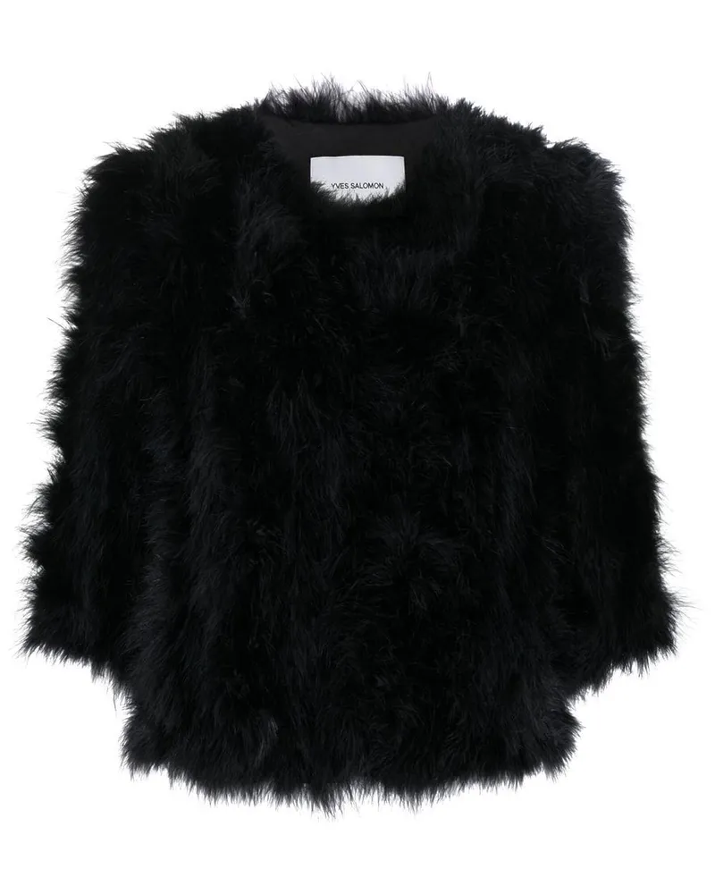 Yves Salomon Jacke mit Federn - Schwarz Schwarz