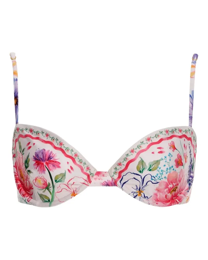 AGUA BENDITA Bikinioberteil mit floraler Stickerei - Weiß Weiß
