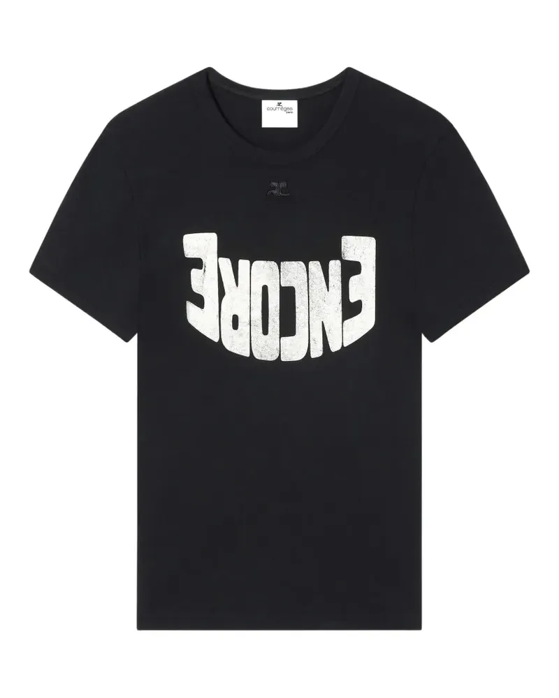 Courrèges T-Shirt mit grafischem Print - Schwarz Schwarz