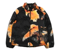 Wattierte AOP Jacke - Schwarz