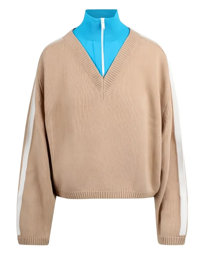 SSHEENA half-zip V-neck sweater - Nude Nude