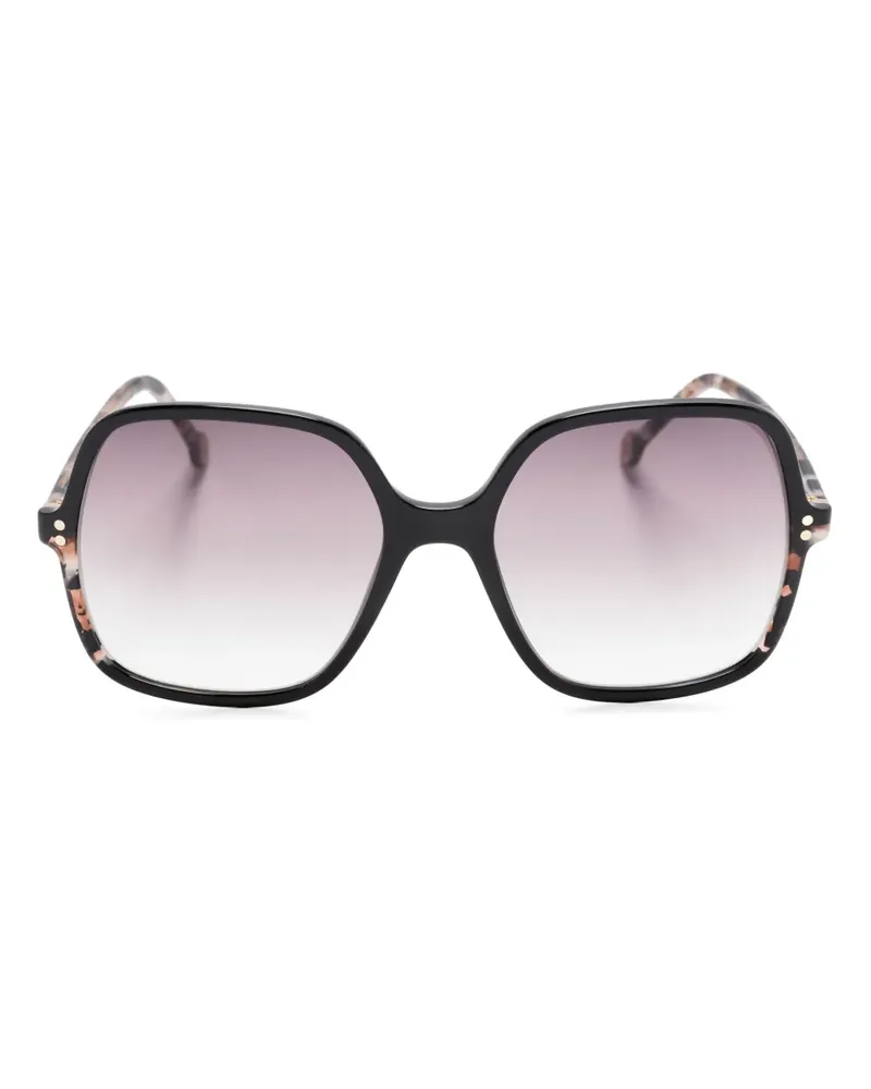 Carolina Herrera New York Eckige Sonnenbrille in Schildpattoptik - Schwarz Schwarz