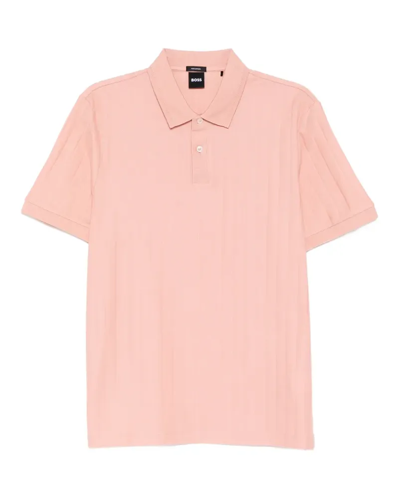 HUGO BOSS ribbed-knit cotton polo shirt - Rosa Rosa