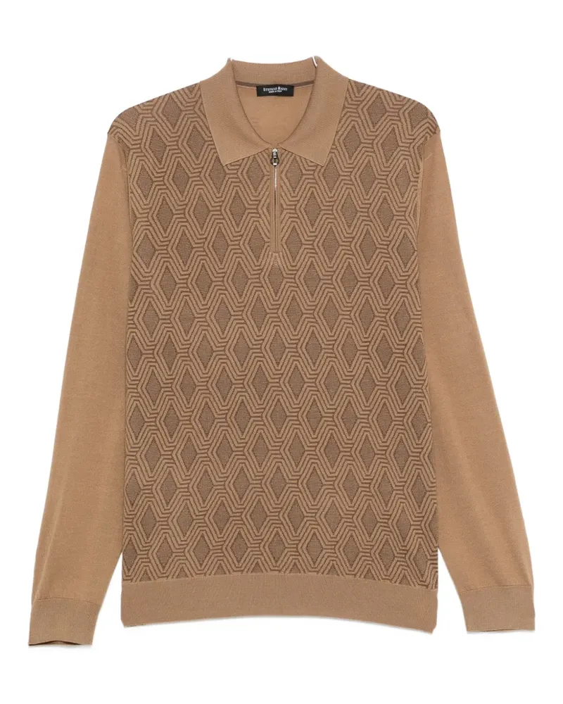 Stefano Ricci geometric-pattern polo shirt - Braun Braun