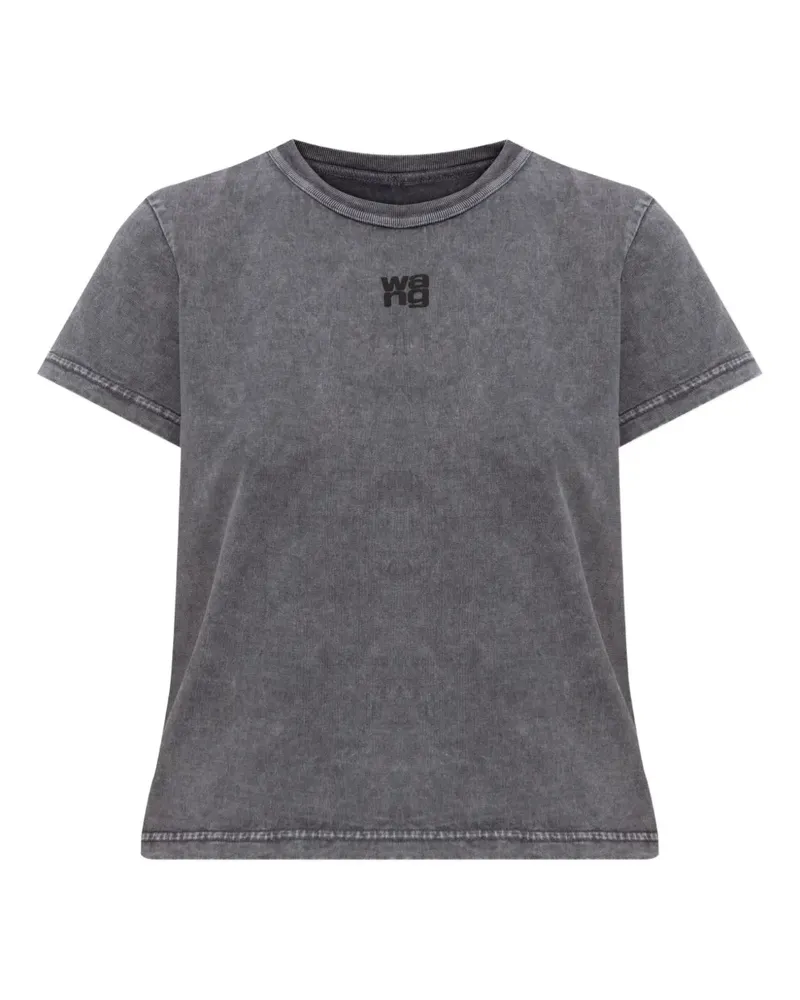 Alexander Wang logo-embroidered cotton top - Grau Grau